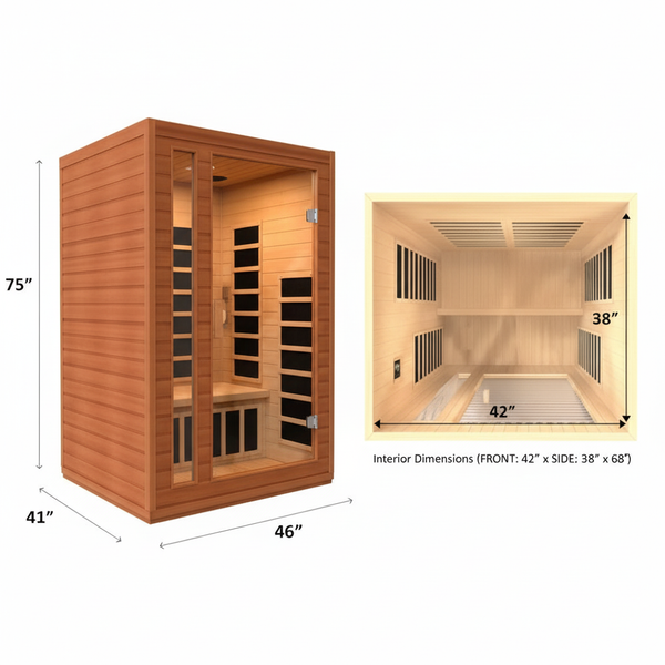 Dynamic Cardoba 2-Person Full Spectrum Near Zero EMF (Under 3MG) FAR Infrared Sauna (Canadian Hemlock)