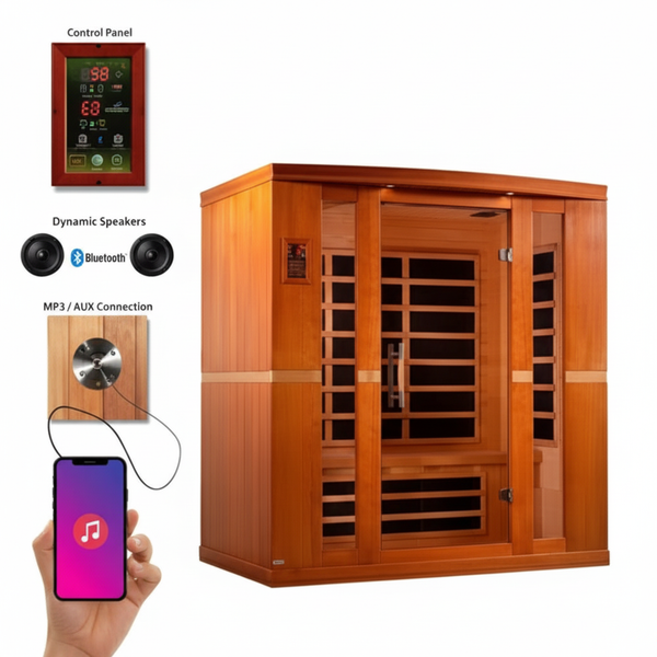 Dynamic Bergamo 4-person Low EMF (Between 5-10MG) FAR Infrared Sauna (Canadian Hemlock)