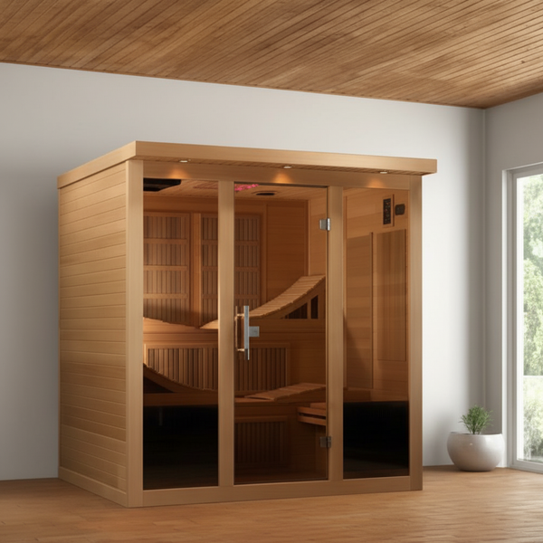 Golden Designs Monaco 6-person PureTech™ Near Zero EMF (Under 3MG) FAR Infrared Sauna (Canadian Hemlock)