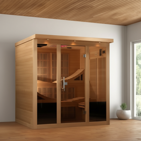 Golden Designs Monaco Limited Edition 6-person PureTech™ Near Zero EMF (Under 3MG) FAR Infrared Sauna (Canadian Hemlock)