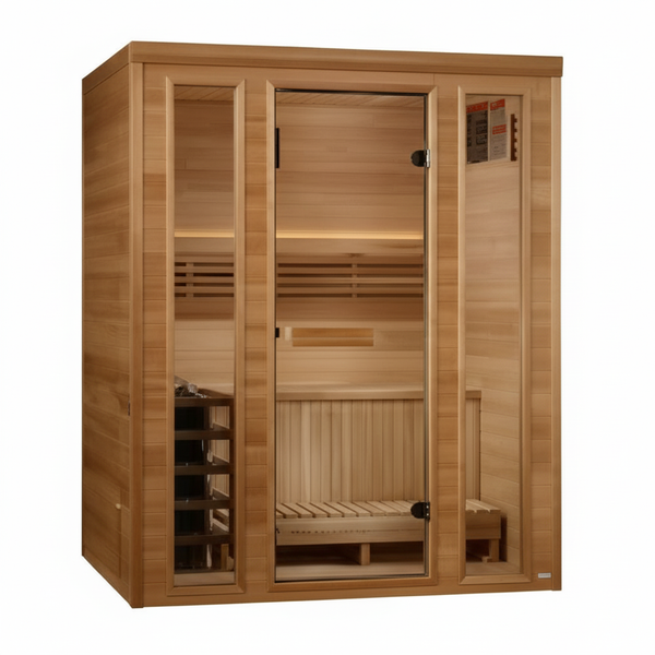 Golden Designs 2025 "Andermatt Edition" 2 - 3 Person Traditional Steam Sauna (GDI-7030-01) - Pacific Premium Clear Cedar