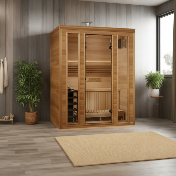 Golden Designs 2025 "Andermatt Edition" 2 - 3 Person Traditional Steam Sauna (GDI-7030-01) - Pacific Premium Clear Cedar
