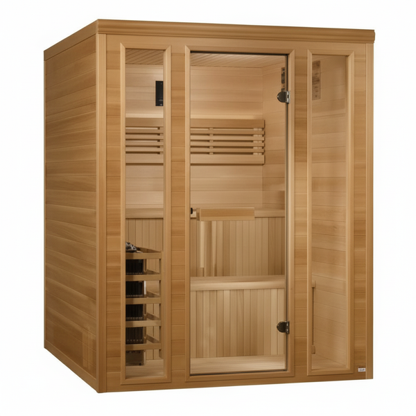 Golden Designs 2025 "Engelberg Edition" 4 - 6 Person Traditional Steam Sauna (GDI-7060-01) - Pacific Premium Clear Cedar