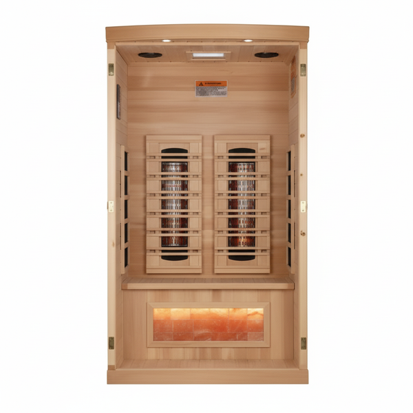 Golden Designs 1-2-Person Full Spectrum PureTech™ Near Zero EMF (Under 3MG) FAR Infrared Sauna with Himalayan Salt Bar (Canadian Hemlock)