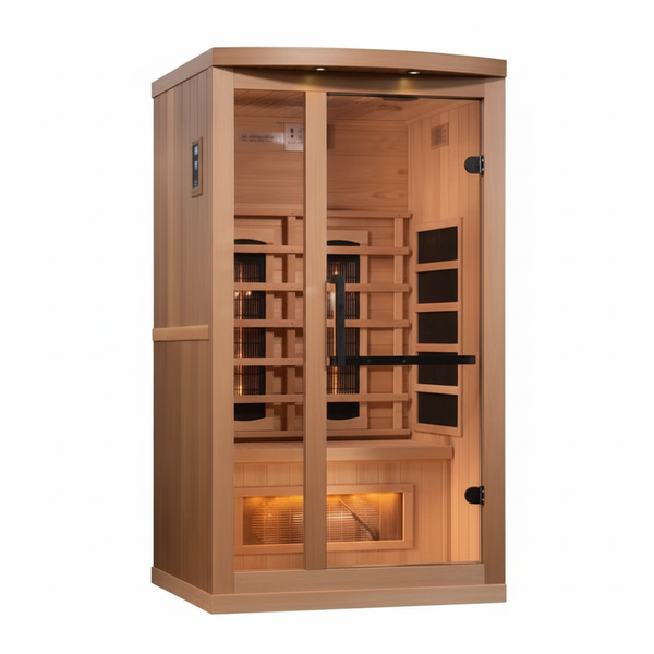 Golden Designs 1-2-Person Full Spectrum PureTech™ Near Zero EMF (Under 3MG) FAR Infrared Sauna with Himalayan Salt Bar (Canadian Hemlock)
