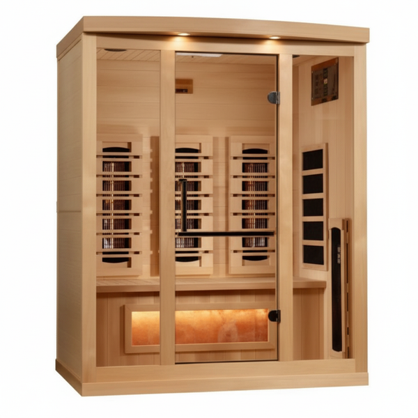 Golden Designs 3-Person Full Spectrum PureTech™ Near Zero EMF (Under 3MG) FAR Infrared Sauna with Himalayan Salt Bar (Canadian Hemlock)