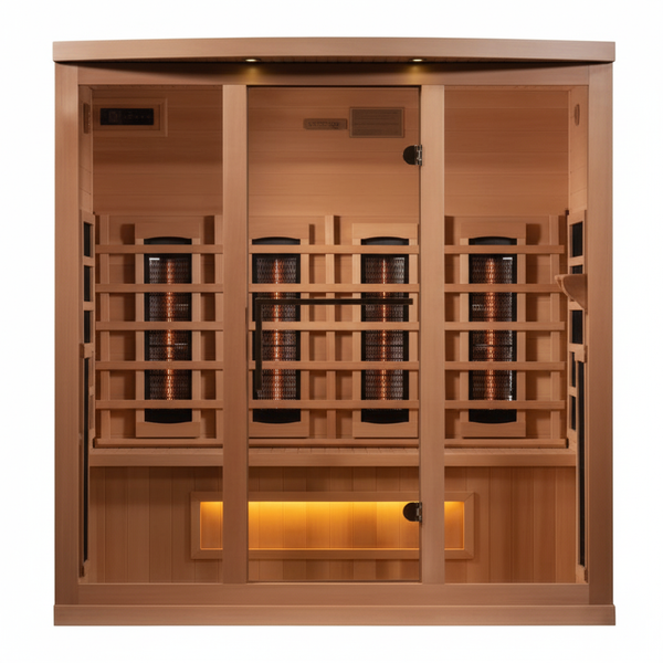 Golden Designs 4-Person Full Spectrum PureTech™ Near Zero EMF (Under 3MG) FAR Infrared Sauna with Himalayan Salt Bar (Canadian Hemlock)