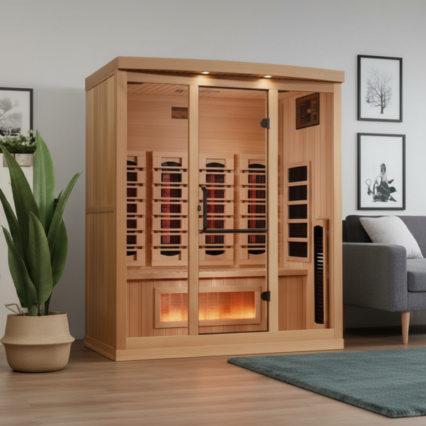 Golden Designs 4-Person Full Spectrum PureTech™ Near Zero EMF (Under 3MG) FAR Infrared Sauna with Himalayan Salt Bar (Canadian Hemlock)
