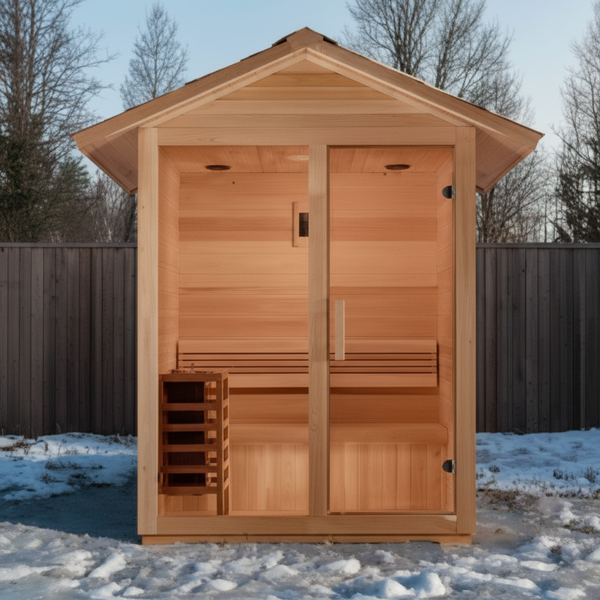 Golden Designs "Arlberg" 3 Person Traditional Outdoor Sauna -  Canadian Hemlock