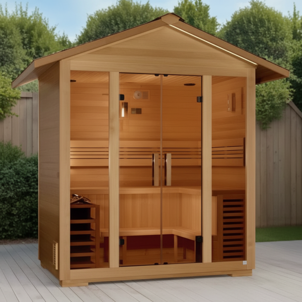 Golden Designs "Vorarlberg" 5 Person Traditional Outdoor Sauna -  Canadian Hemlock