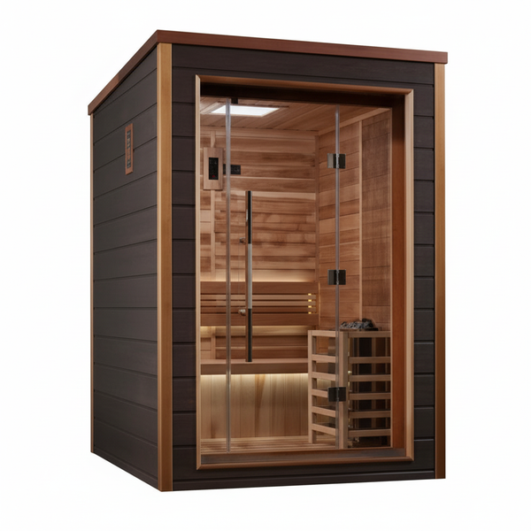 Golden Designs Narvik 2 Person Outdoor Traditional Sauna (GDI-8202-01) - Canadian Red Cedar Interior