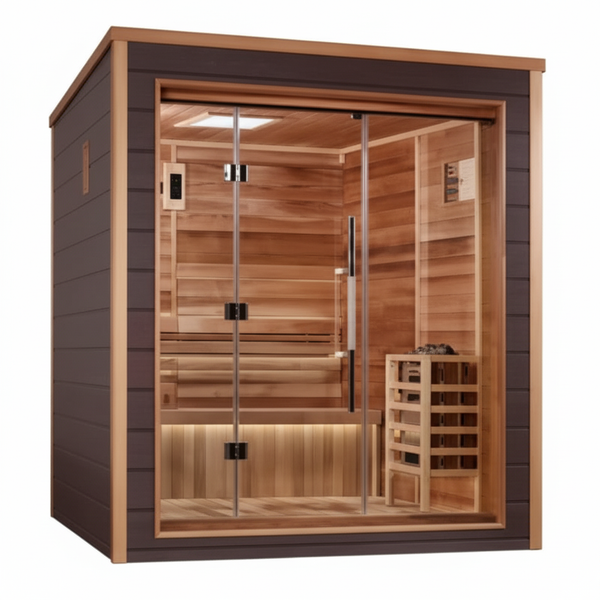 Golden Designs Drammen 3 Person Outdoor Traditional Sauna (GDI-8203-01) - Canadian Red Cedar Interior