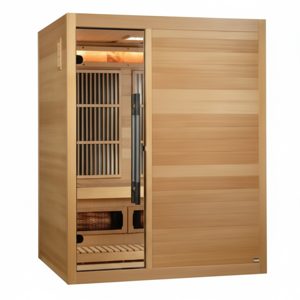 Golden Designs 2025 Soria 3 Per Hybrid Sauna (Indoor). Full Spectrum and Harvia Traditional Stove
