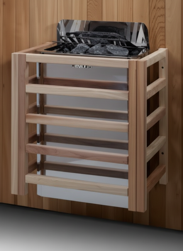 Golden Designs Kaskinen 6 Person Hybrid (PureTech™ Full Spectrum IR or Traditional Stove) Outdoor Sauna (GDI-8526-04) - Canadian Red Cedar Interior, Black Finish
