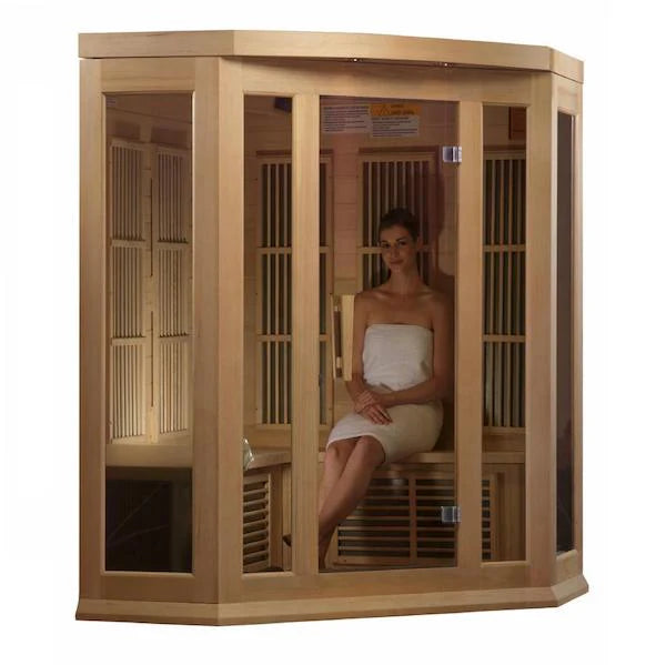 Maxxus 3-Person Corner Full Spectrum Near Zero EMF (Under 3MG) FAR Infrared Sauna (Canadian Red Cedar)