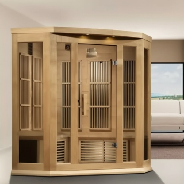 Maxxus 3-Person Corner Near Zero EMF (Under 3MG) FAR Infrared Sauna (Canadian Red Cedar)