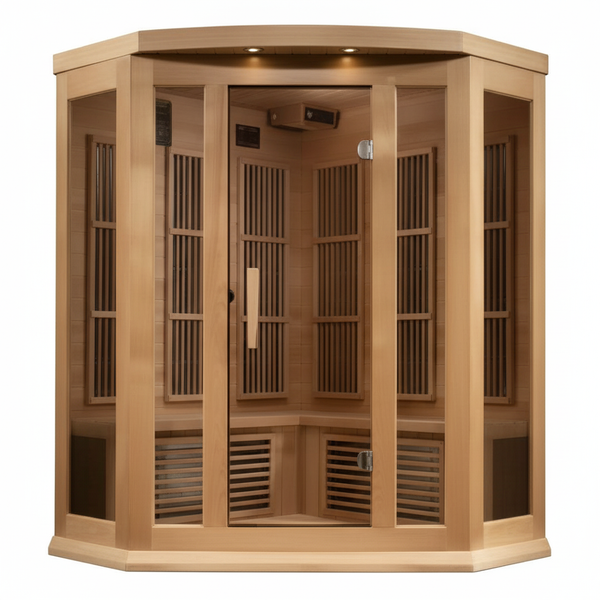 Maxxus 3-Person Corner Near Zero EMF (Under 3MG) FAR Infrared Sauna (Canadian Hemlock)