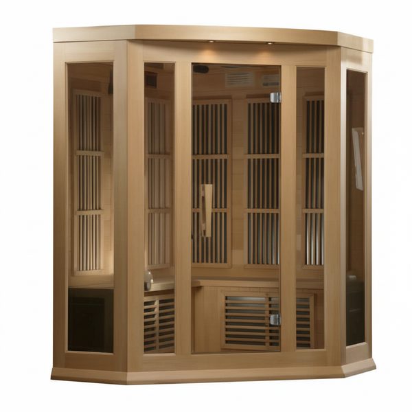 Maxxus 3-Person Corner Low EMF (Between 5-10MG) FAR Infrared Sauna (Canadian Hemlock)