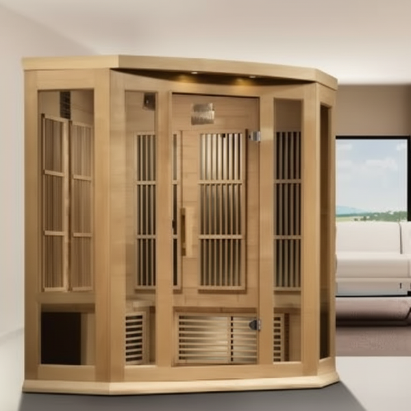 Maxxus 3-Person Corner Low EMF (Between 5-10MG) FAR Infrared Sauna (Canadian Hemlock)