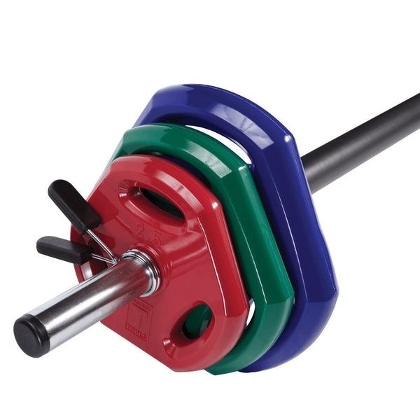 Cardio Barbell Individual Set, Includes 1-55" straight bar, 2-1" spring collars, 2-10lb plates, 2-5lb plates, 2-2.5lb plates