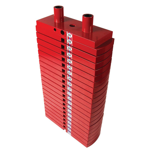 PREMIUM RED STEEL WEIGHT STACK 200LBS, 20 X 10LB PLATES AND TOP PLATE