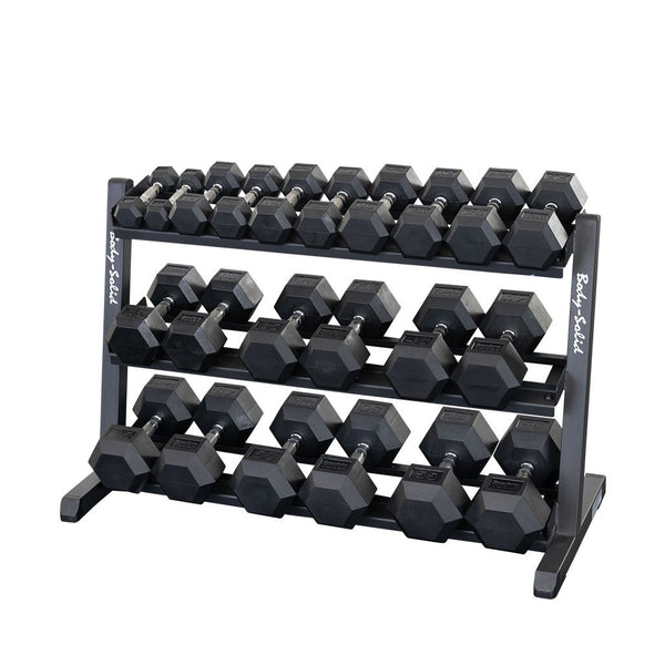 3 Tier Horizontal 48" Dumbell Rack - BLACK