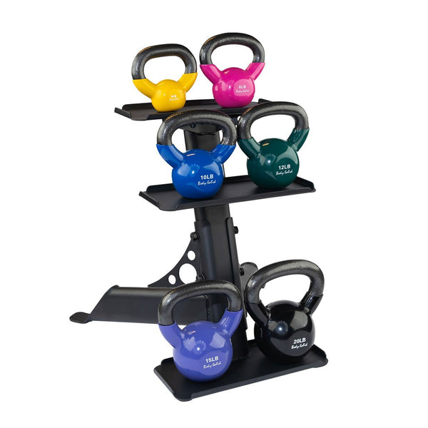 Vinyl Coated Kettle Bells Set, One Each 5,8,10,12,15,20, with GDKR50