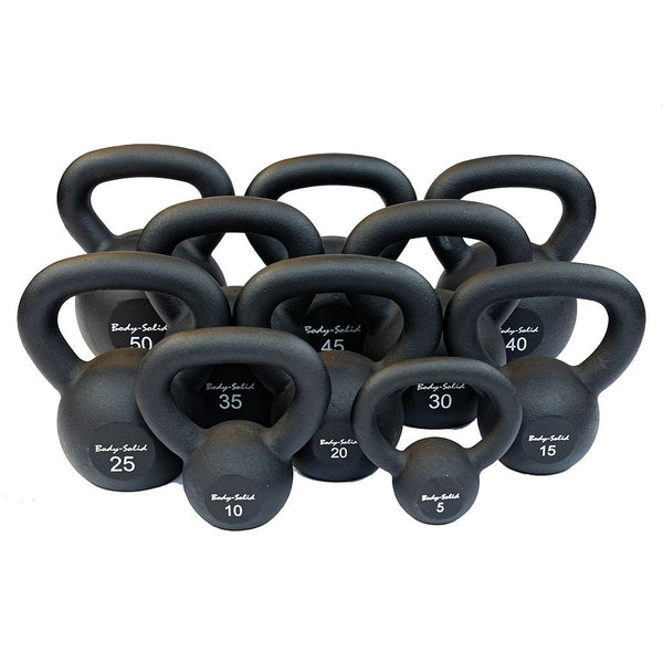 Cast Powder Coated Kettle Bell Set Singles Set One Each 5-50