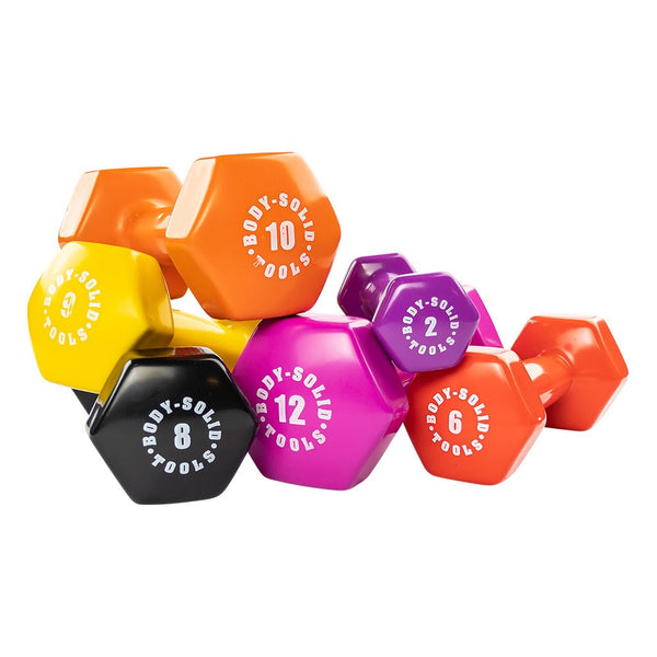Vinyl dumbell set, 1-10lbs pairs