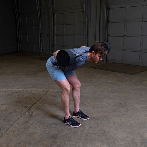 Rubber Coated Fixed Straight Barbell, 100lb