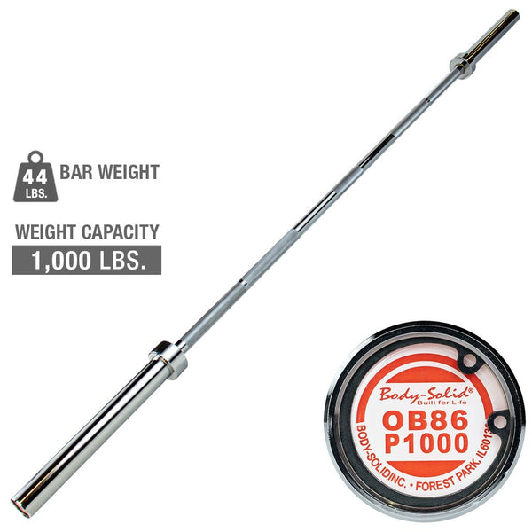 OLY BAR, 7FT, CHROME, 1000LB CAPACITY - 30mm GRIP