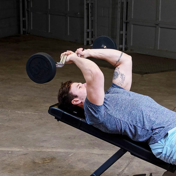 Rubber Coated Fixed Curl Barbell, 60lb