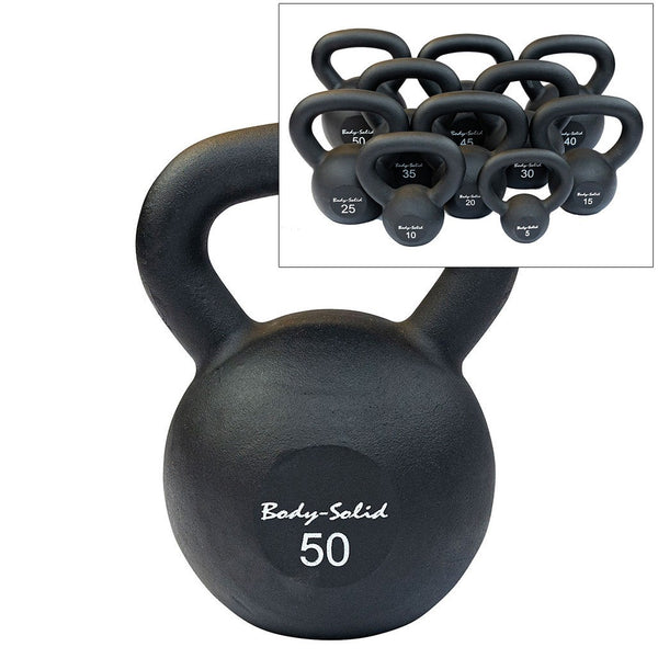 Cast Powder Coated Kettle Bell Set Singles Set One Each 5-50