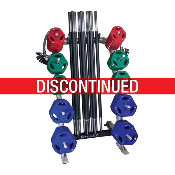 Cardio Barbell Pack, Includes 1-Rack, 10-55" straight bars, 20-1" spring collars, 20-2.5lb plates, 20-5lb plates, 20-10lb plates
