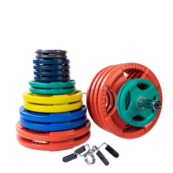 Color 400 LB Rubber Grip Oly Set, Chrome Bar